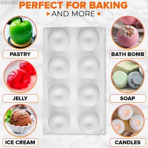 Miniatura 6 de Molde de silicona de manzana de 8 cavidades, molde de manzana de 11.22 x 6.69 x 2.3 pulgadas para hornear vacaciones, mousse, pasteles, gelatina