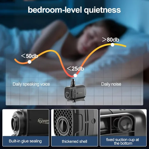 Miniatura 7 de hygger Bomba sumergible 2 en 1 400 GPH de 25 W, bomba de agua de fuente de succión lateral e inferior con elevación de 6.6 pies, cambio de agua