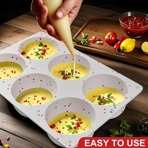 Miniatura 3 de Moldes de silicona para picar huevos, paquete de 3 moldes redondos profundos de 3 pulgadas para sándwiches de desayuno de huevo, tortillas, Blanco