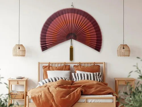 Miniatura 7 de ChumDecor Decoración de pared para abanicos, decoración de abanicos chinos japoneses, cabecero colgante bohemio, ventilador plegable decorativo