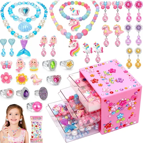 Miniatura 8 de Juguetes para edades de 5 a 7 años, joyería, juguetes para niñas de 8 a 10 años, aretes de clip, juguete para niñas pequeñas de 6 a 8 años, disfraz