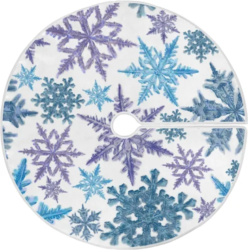 Miniatura 8 de Falda de Árbol de Navidad Azul y Morada con Copo de Nieve, Alfombra de Árbol de Temporada para Fiestas y Vacaciones, Suministros para Decoración
