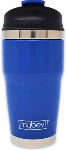 MyBevi Retro Wave - Vaso de viaje aislado de acero inoxidable de alta calidad (12 onzas, azul marino mate, 12 onzas)