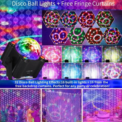 Miniatura 2 de Luz de bola de discoteca, luces de DJ para fiestas, luces estroboscópicas activadas por sonido, decoraciones de fiesta de discoteca, iluminación