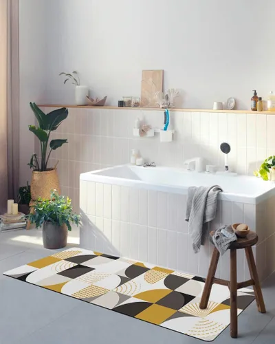 Miniatura 4 de Tapete de baño geométrico para bañera, antideslizante, de secado rápido y absorbente, de tierra de diatomeas, tapete de cocina, tapete abstracto