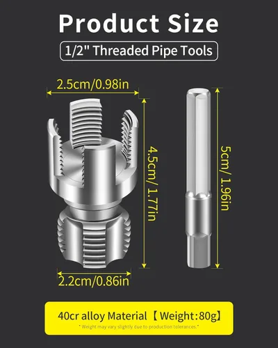 Miniatura 2 de Herramienta de roscado de tubería interna y externa, roscador de tubería de PVC, herramienta de roscado de tubería, matrices de 1/2'' 3/4