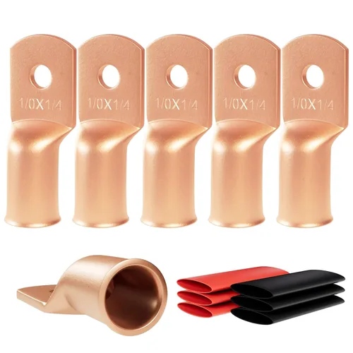 Miniatura 37 de 6 piezas 1/0 AWG - 1/2" (M12) Sanuke Terminales de anillo para cable de alambre con conectores de extremos resistentes para cable de batería, ojales