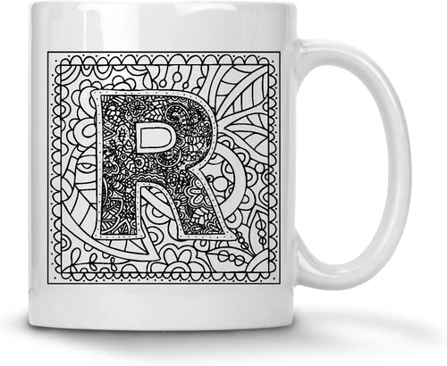Miniatura 16 de Alankathy Mugs Taza de café monograma, 11 oz, color blanco (A)