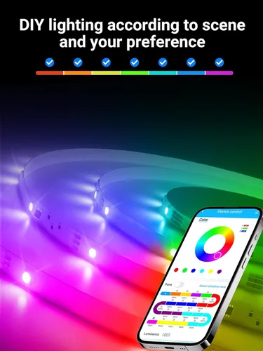 Miniatura 5 de TJOY BGRIC - Tira de luces LED de 16.4 pies, luces LED inteligentes compatibles con Alexa y Google Assistant, segmento de color DIY, luces LED WiFi