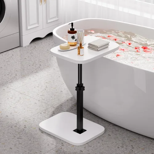 Miniatura 2 de Mesa auxiliar ajustable para TV, mesa auxiliar en forma de C, mesita de noche pequeña, mesita de noche moderna de mediados de siglo para sala
