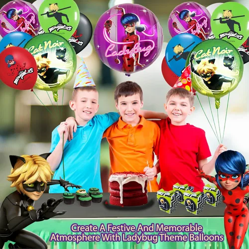 Miniatura 4 de Paquete de 2 globos de papel de aluminio de helio de cumpleaños milagrosa de mariquita de 20 pulgadas Diseño colorido para suministros