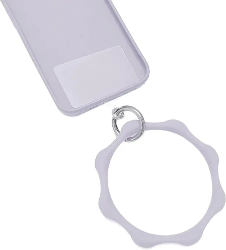 Miniatura 23 de Correa de silicona en forma de corazón para teléfono, correa de muñeca para teléfono celular con soporte para llavero, universal compatible con Negro