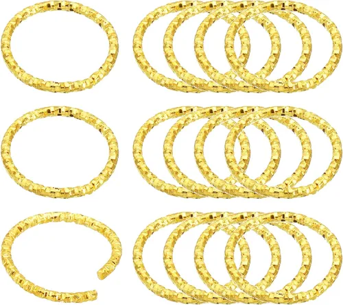Miniatura 14 de PATIKIL Anillo con dije de copa de vino de 0.05 x 0.59 pulgadas, paquete de 100 aretes de metal con cuentas trenzadas, anillos abiertos, dorado