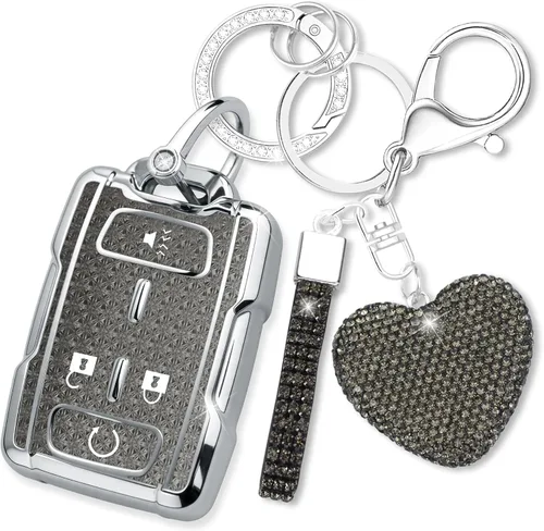 Funda para llavero con llavero de diamante, compatible con Chevy Chevrolet 2014-2021 GMC Sierra Canyon Yukon Suburban Tahoe Silverado Colorado