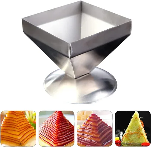 Miniatura 8 de DOITOOL Molde de pirámide de acero inoxidable, molde de carne, anillo para pastel, forma de triángulo, forma de relleno de alimentos, moldeador
