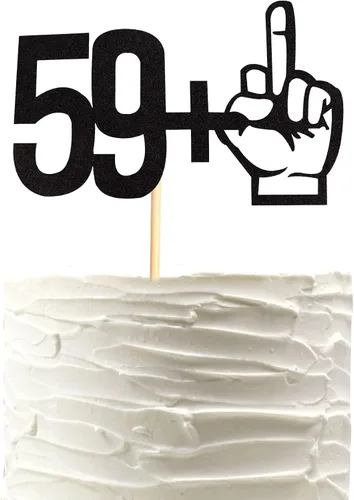 Miniatura 7 de Decoración para tartas con purpurina negra con dedo medio 15+1, decoraciones para fiesta de cumpleaños de 16 años, suministros divertidos