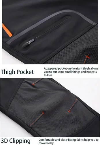 Miniatura 5 de EKLENTSON Pantalones de invierno para hombre con forro polar Softshell con bolsillos con cremallera