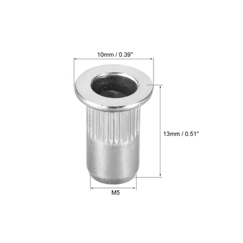 Miniatura 3 de uxcell M5 304 Tuercas de remache de acero inoxidable Inserto de cabeza plana 50 PC