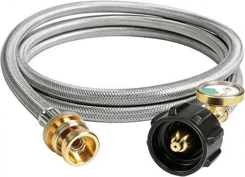 Adaptador de manguera de propano de 1 a 20 libras, convertidor para tanques de 5 a 40 libras, manguera de gas antimordedura para Weber Q Travel