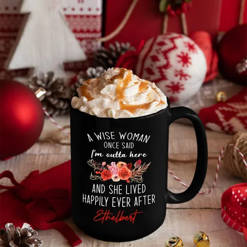 Miniatura 3 de Taza de café negra con nombre personalizado de compañero de trabajo de 11 onzas, 15 onzas, taza de café de cerámica con texto en inglés «A Wise