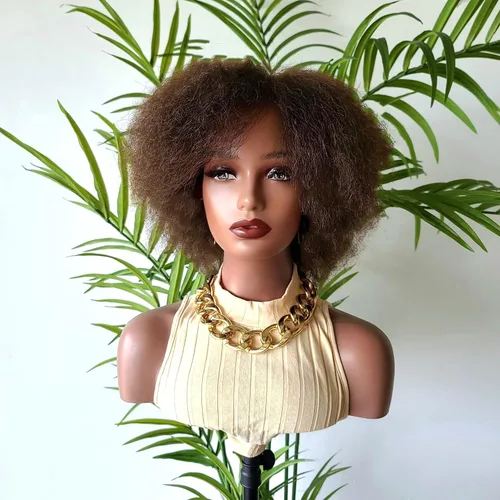 Miniatura 6 de Peluca afro Kinky Peluca afro rizada Pelucas de cabello realista 4c 4b soplado para mujeres negras (1 B)