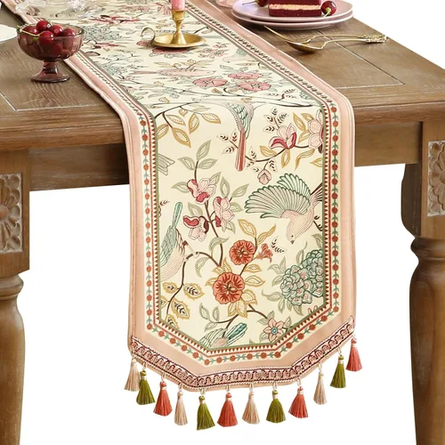 Miniatura 15 de patdrea Camino de mesa de terciopelo francés estilo granja para decoración del hogar, cocina, comedor, fiestas, cenas familiares, boda 12"*63