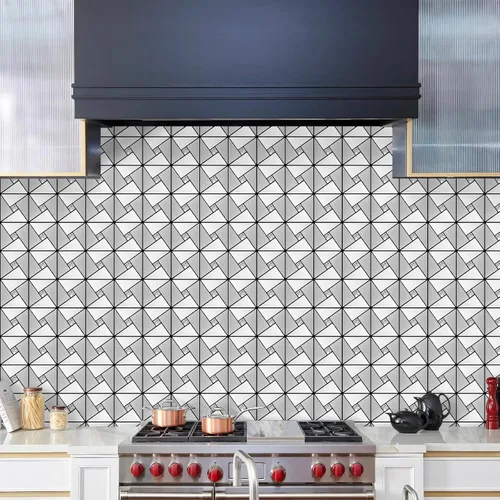 Miniatura 2 de Vamos Tile Azulejo para salpicaduras de despegar y pegar, azulejos de metal para salpicaduras de cocina y baño, molino de viento plateado