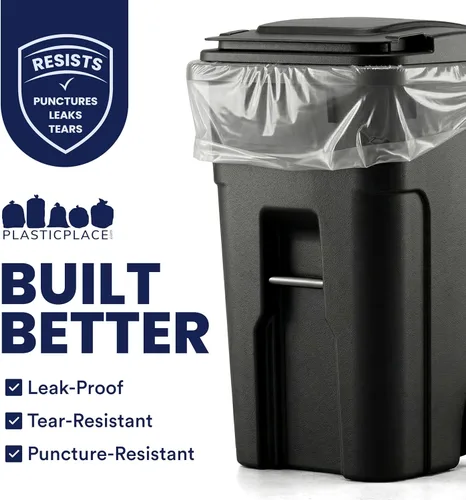 Miniatura 2 de Plasticplace Bolsas de basura transparentes y resistentes de 95-96 galones │ 2 mil │ Bolsas de basura transparentes resistentes │ 61 x 68 pulgadas