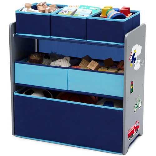 Miniatura 8 de Delta Children Design and Store Organizador de juguetes de 6 compartimientos, gris/azul