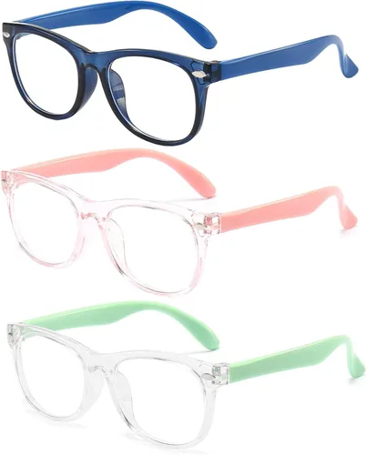 Miniatura 14 de FANNYGO Paquete de 3 gafas de bloqueo de luz azul para niños, gafas de lectura para computadora para niños y niñas de 3 a 9 años