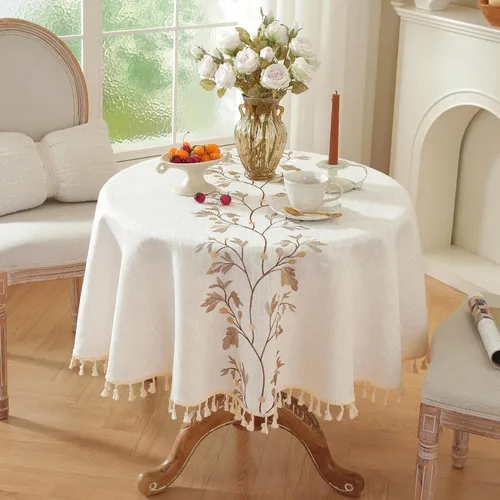 Miniatura 11 de Laolitou - Mantel de lino de algodón impermeable para mesa de comedor, estilo granja, mantel cuadrado para cocina, mesa de café, sin arrugas, beige