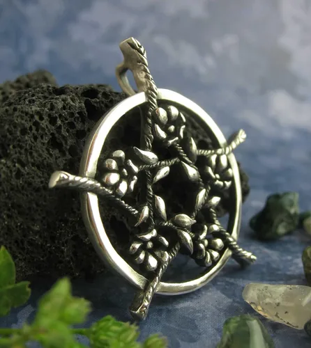 Miniatura 3 de Woot & Hammy Five Flowers Hidden Pentacle Pendant, 100% Sterling Silver, Handmade
