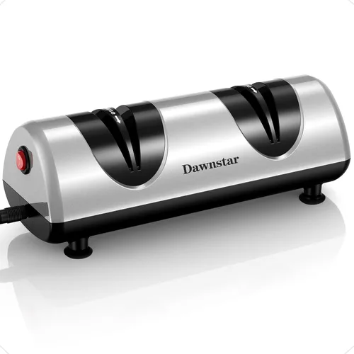 Afilador de cuchillos eléctrico, afilador de cuchillos de cocina profesional para uso doméstico, 2 etapas de afilado grueso y pulido fino, caja de