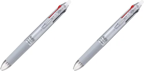 Miniatura 4 de Pilot Bolígrafo Frixion Ball 4, 0.015 in ultrafino, 4 colores (negro, rojo, azul y verde), cuerpo plateado de graduación (PLKFB80UF-GRS)