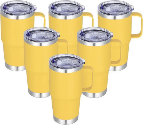 Miniatura 16 de Vaso térmico de acero inoxidable de 20 oz con asa, envase a granel, vasos termales metálicos aislados, taza de café de viaje con asa, vaso de doble