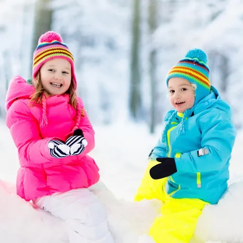 Miniatura 5 de ONESING 5 pares de manoplas para niños pequeños guantes de invierno negros para niñas y niños - Manoplas cálidas para recién nacidos