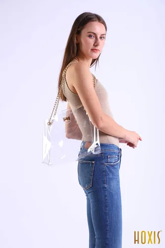 Miniatura 2 de Bolso tote de cadena transparente multifunción con bloqueo de giro para mujer