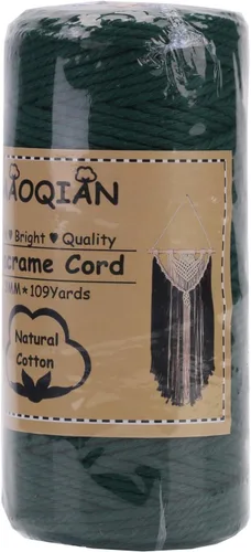 Miniatura 7 de Cuerda de macramé verde oscuro de 0.118 in x 109 yardas, cuerda de algodón colorido de algodón suave para colgar en la pared, colgadores de plantas