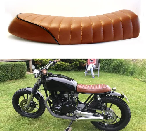 Miniatura 12 de Asiento plano retro de rombo negro vintage para motocicleta Cafe Racer para KZ400 KZ550 K750 Z650 W650 CB100 CB125 CB175 CB200 CB350 CL200 CL350