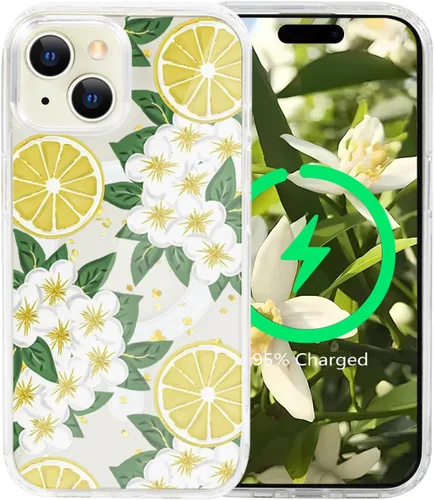 Miniatura 66 de Funda magnética de flores para iPhone 15 [compatible con MagSafe] Bonito patrón floral transparente a prueba de golpes