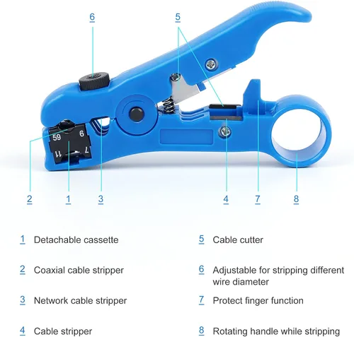 Miniatura 4 de Knoweasy BNC Crimpadora de cables y kit de herramientas de compresión coaxial - Conector de compresión multifuncional juego de herramientas