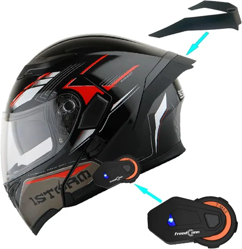 Miniatura 12 de 1Storm Casco modular de cara completa para motocicleta con doble visera abatible, protector solar: HB89