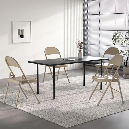 Miniatura 2 de VECELO Juego de 4 sillas plegables de metal, marco de acero con doble bisagra, fácil de plegar y apilar, para oficina, cocina, comedor, boda, patio