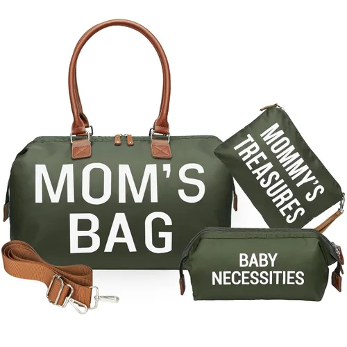 Miniatura 8 de printe Bolsa de pañales grande de 6 piezas con cambiador y 2 bolsas organizadas, bolsa de mamá para hospital con funda para chupete, correas, gancho