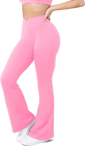 Miniatura 16 de HEGALY Pantalones de yoga acampanados para mujer, leggings cruzados, suaves, de cintura alta, pantalones casuales de entrenamiento con corte de bota