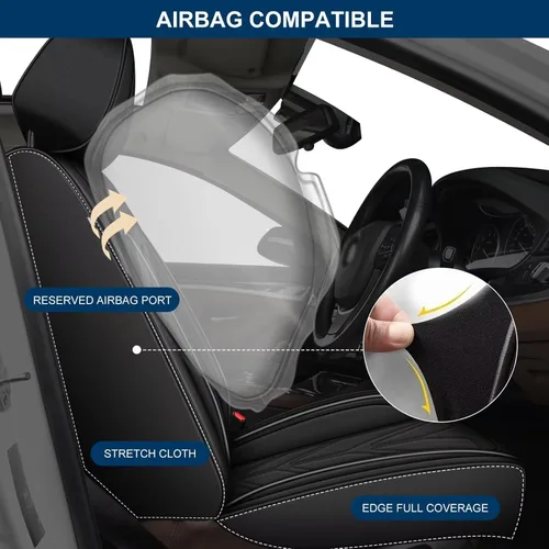 Miniatura 2 de DISUTOGO Fundas de Asiento Delantero para Coche Compatibles con Dodge Charger 2006-2025: Fundas de Asiento de Coche de Cuero, Fundas de Cojín