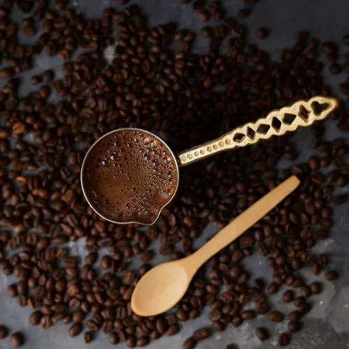 Miniatura 6 de Cafetera árabe, cafetera turca, cobre martillado hecho a mano, Cezve para 3 personas (mediana), cobre martillado