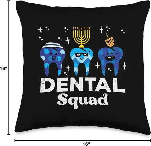 Miniatura 4 de Hanukkah Decor Jew Chanukah Men Women Kids Gifts Hanukkah Dental Squad Chanukah Jewish Teeth Dentist - Almohada para mujer, 16 x 16 pulgadas