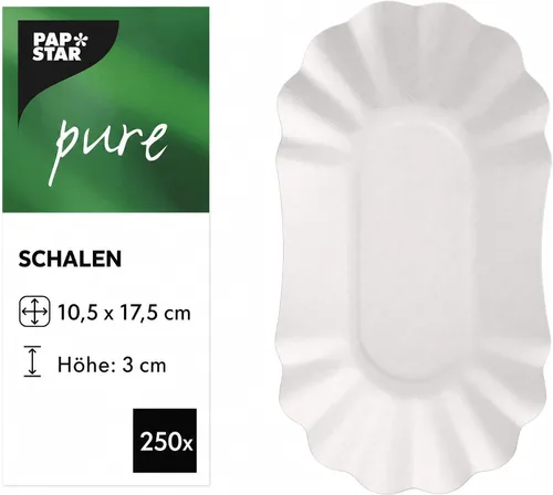 Miniatura 2 de PAPSTAR Pure 11273 250 - Recipiente ovalado de cartón (4.1 x 6.9 x 1.2 in), color blanco