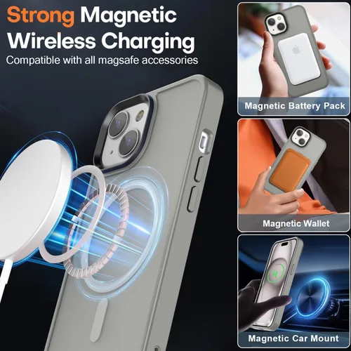 Miniatura 152 de Fuerte magnético para iPhone 11, compatible con Magsafe, [resistente a caídas de 13 pies] Funda trasera translúcida mate con sensación de piel